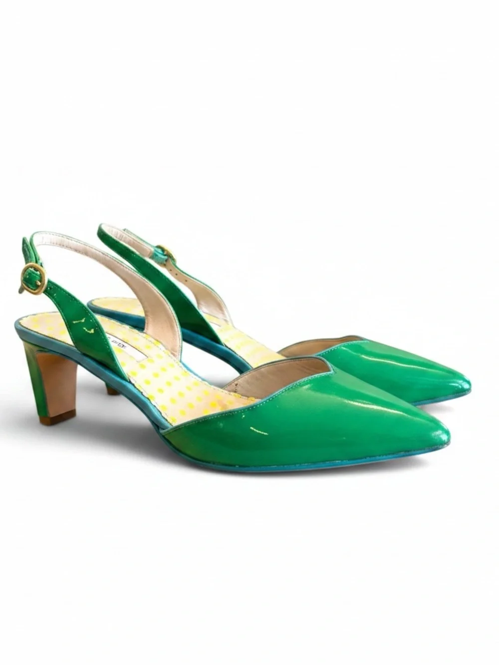 NWOT Boden Emerald Patent Slingback Mid-Heels